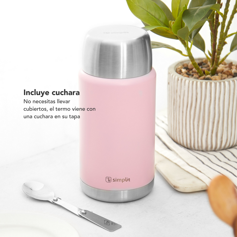 Termo de Comida Insulado Acero Inox 750 ml Rosado Simplit