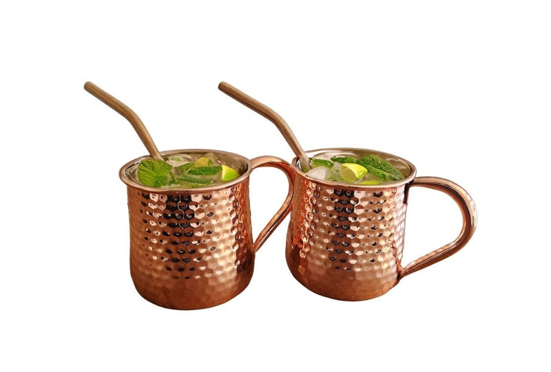 Set 2 Vasos Cobre Moscow Mule Mojito Bar + Bombilla Simplit