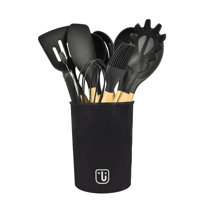 Pack Bateria Savannah 9 Pz+Set 12 Utensilios Negro Simplit