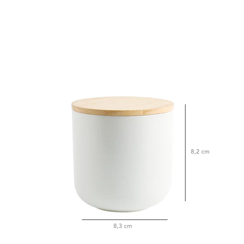 Contenedor Cerámica Hermético Tapa Madera S Blanco Simplit