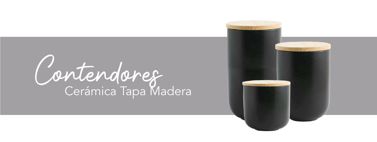 Simplit | Contenedor de Cerámica Hermético Tapa Madera