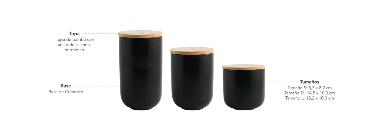Simplit | Contenedor de Cerámica Hermético Tapa Madera