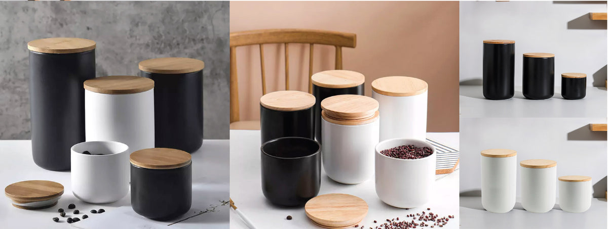 Simplit | Contenedor de Cerámica Hermético Tapa Madera
