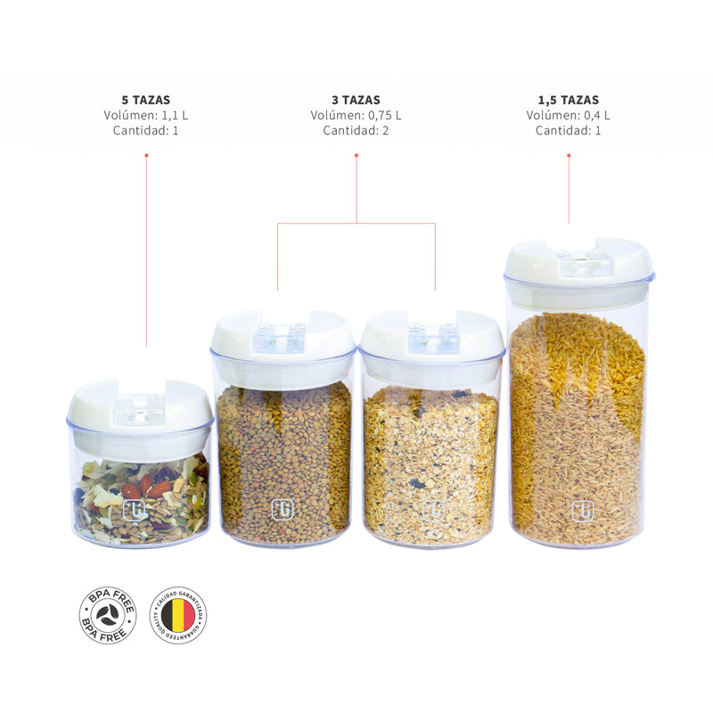 Contenedores Alimento Herméticos Set 4 Cierre Facil Simplit