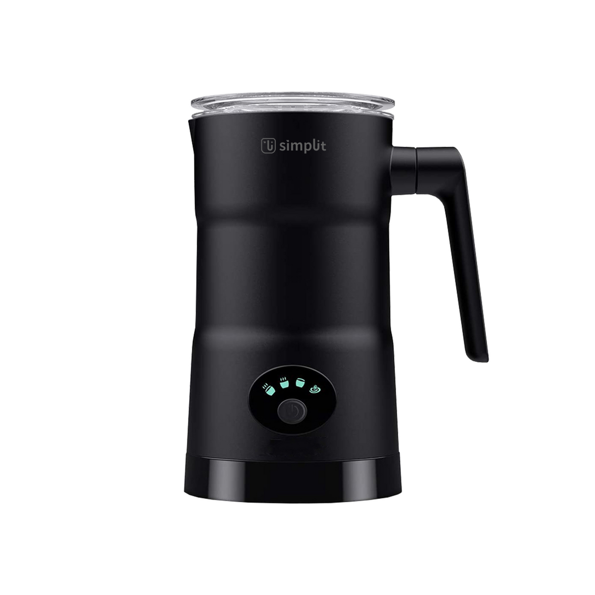 Simplit Espumador Negro — lifestyle preparando café con leche en casa