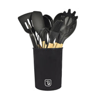 Simplit Utensilios Silicona Negro — detalle 12 piezas desplegadas