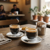 Pack Cafetera Italiana 4 Tazas + Set 2 Tazas Expreso 80 ml Simplit