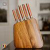 Set Cuchillos Holz 5 pcs Acero Inoxidable + Taco Simplit