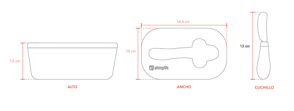 Simplit | Mantequillero de Cerámica Tapa Bamboo + Cuchillo 600 ml 
