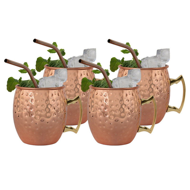 Set 4 Vasos Moscow Mule Mug Cobre + Bombillas Simplit