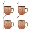 Set 4 Vasos Moscow Mule Mug Cobre + Bombillas Simplit