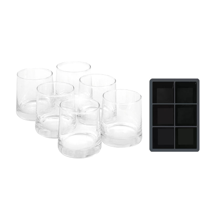 Pack 6 Vasos Whisky Kentucky + Cubeta Hielos Grandes