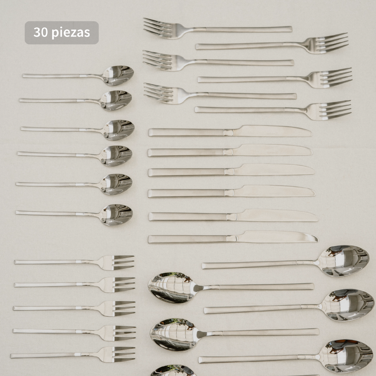 Set de Cuchillería 30 pcs Cubiertos Acero Inoxidable Puglia