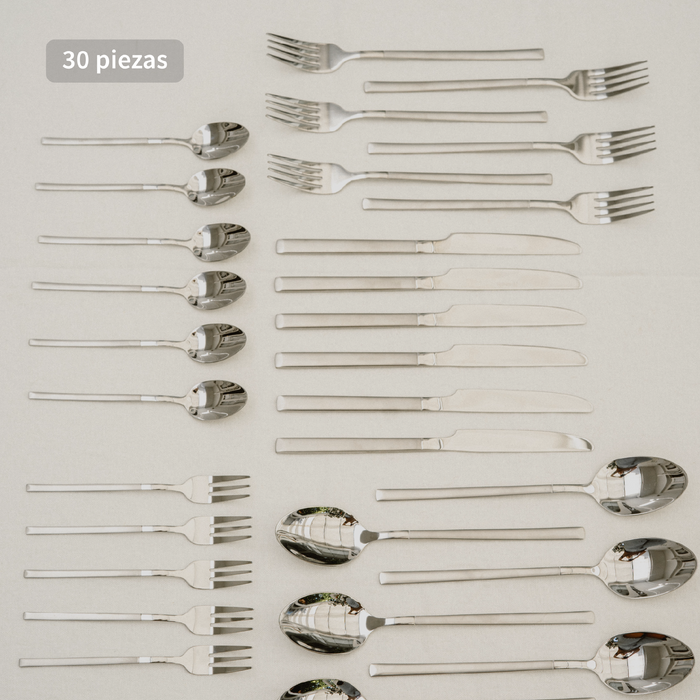 Set de Cuchillería 30 pcs Cubiertos Acero Inoxidable Puglia