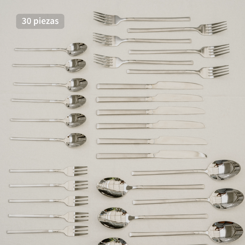 Set de Cuchillería 30 pcs Cubiertos Acero Inoxidable Puglia