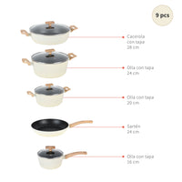 Batería de Cocina Antiadherente Savannah 9 Piezas
