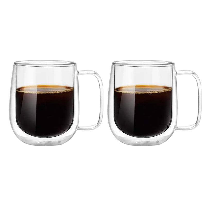 Set 2 Tazas Mug de Vidrio Doble Pared 300 ml Simplit