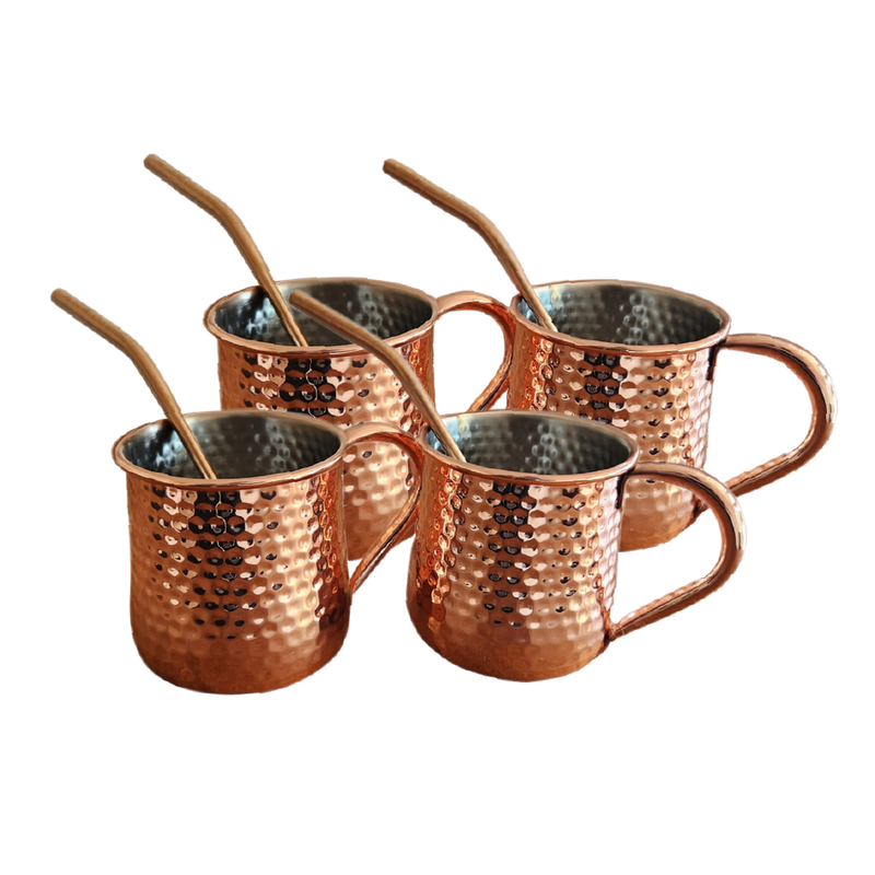 Set 4 Vasos Moscow Mule Mojito Mug Cobre + Bombillas Simplit