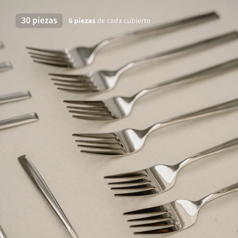 Set de Cuchilleria 30 pcs Cubiertos Acero Inoxidable Sicilia