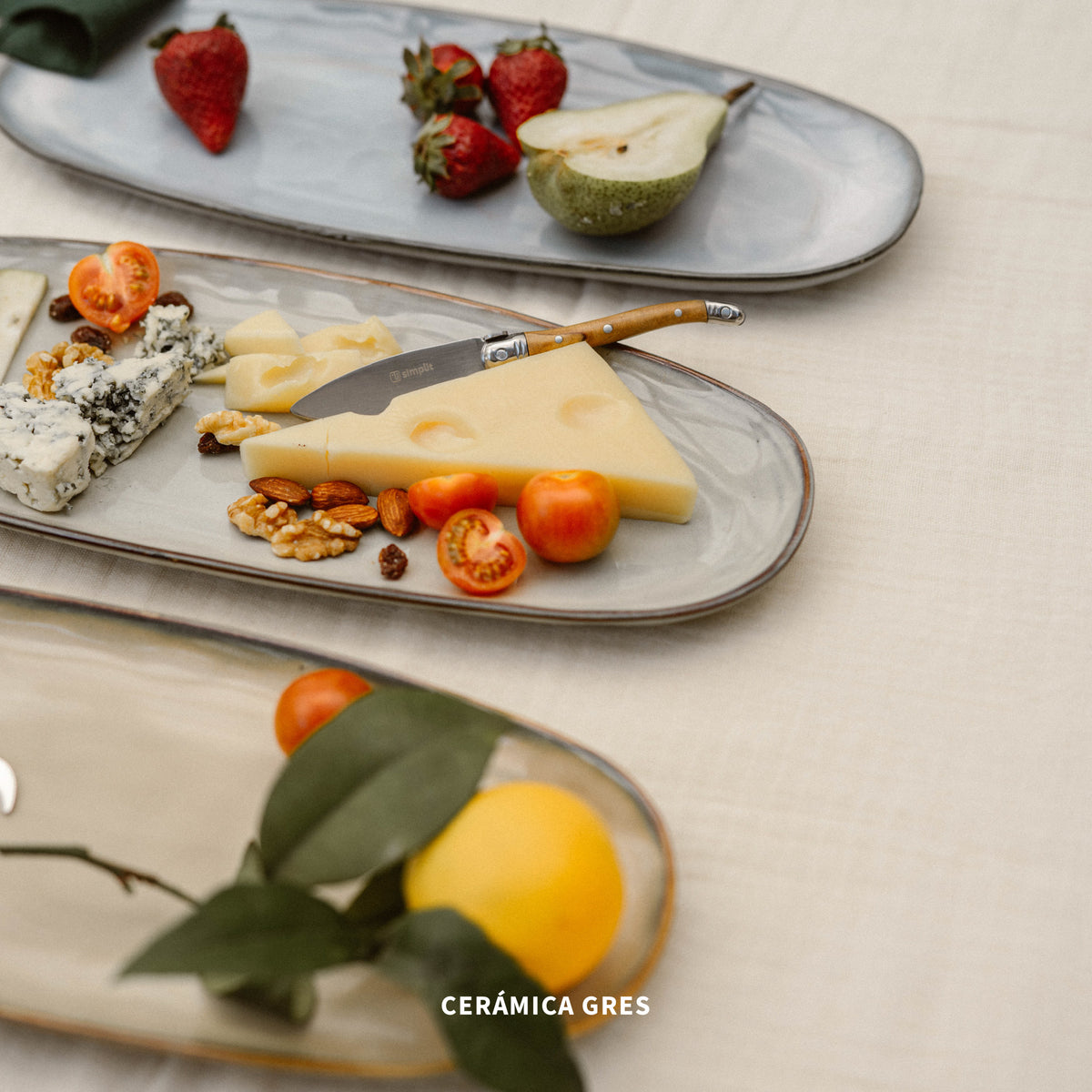 Set 3 Fuentes Ovaladas Aperitivo Cerámica 36cm Simplit