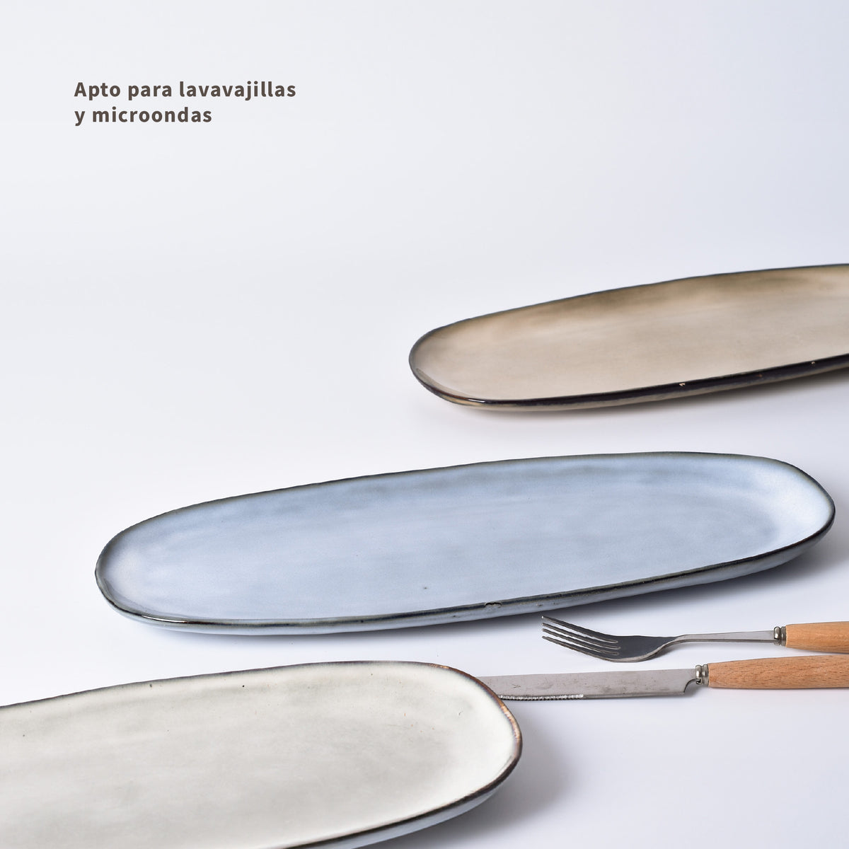 Set 3 Fuentes Ovaladas Aperitivo Cerámica 36cm Simplit