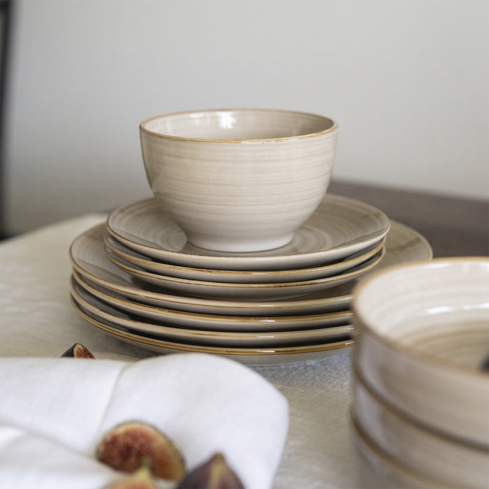 Juego Loza Cerámica 30 pcs Siena 6 personas Simplit — bowl sobre platos apilados en la mesa
