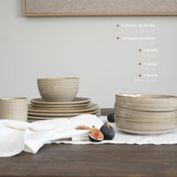 Juego Loza Cerámica 30 pcs Siena 6 personas Simplit — contenido del set: platos de fondo, platos de ensalada, bowls y vasos