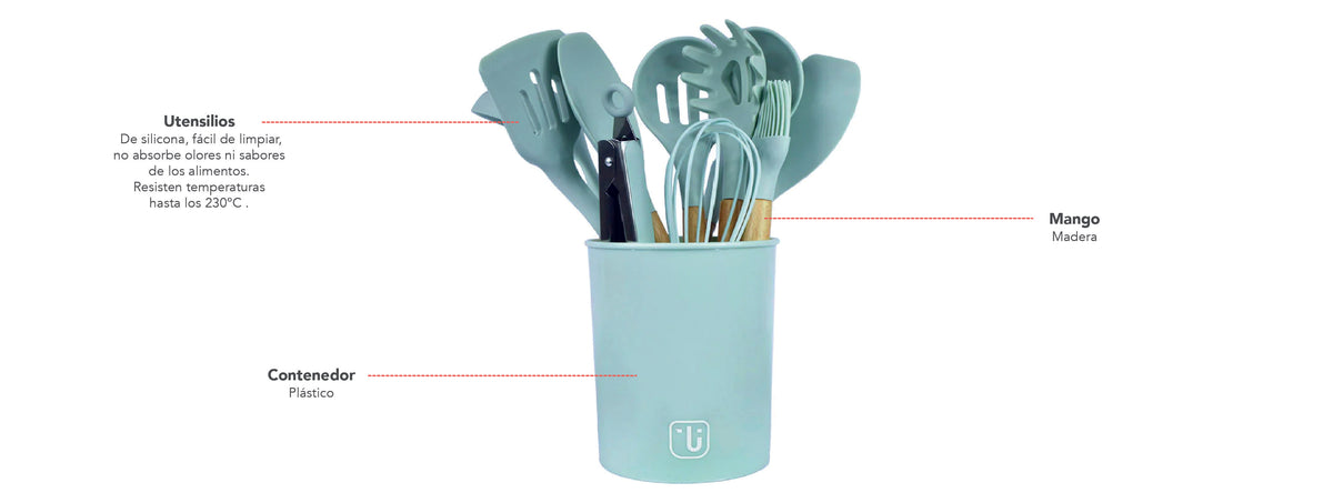 Simplit | Set 12 Utensilios De Cocina Silicona