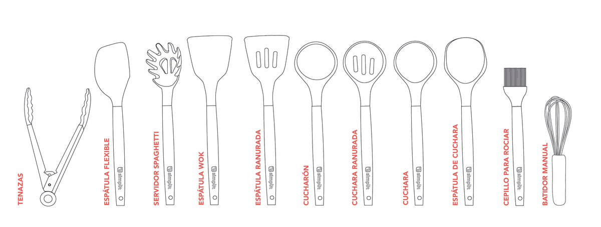 Simplit | Set 12 Utensilios De Cocina Silicona